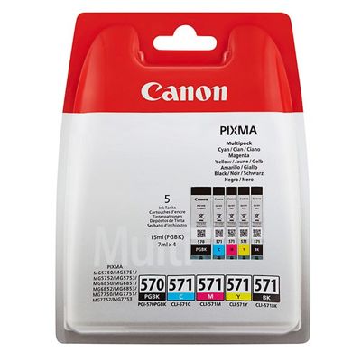 Tusze Oryginalne Canon PGI-570/CLI-571 CMYK (0372C004, 0372C006) (komplet)